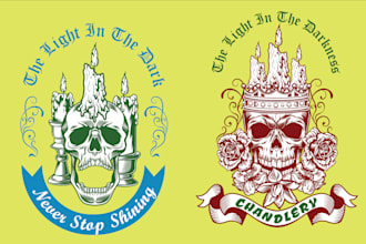 design retro, skull, skeleton logo with illustration style
