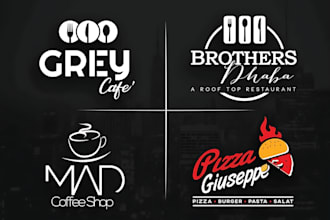 design awesome minimalist pizza, food, drink and restaurant logo