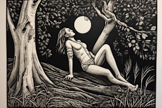create artistic linocut illustration in my style