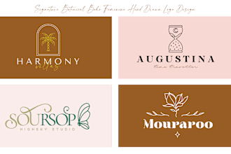 do feminine boho lineart minimalist hand drawn logo design