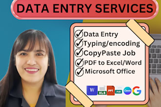 provide data entry, copy paste job, encoding web research and typing job