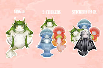 draw a cute cartoon stickers design, fanart
