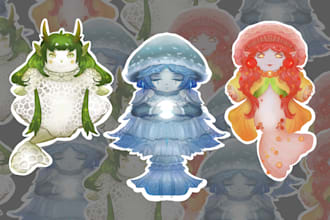 draw a cute cartoon stickers design, fanart