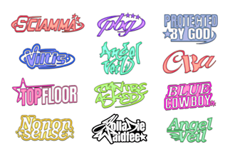 design custom y2k typography logo for streetwear clothing brand