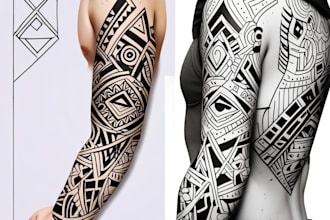 create sleeve tattoo design in geometric style