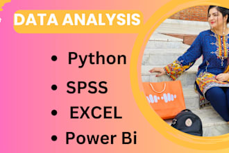 do data analysis project with python, spss, power bi and excel