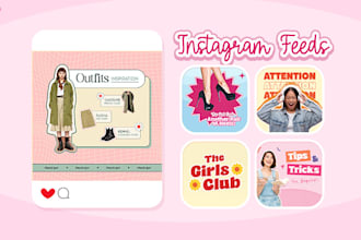 do design cute, girly, y2k, aesthetic, instagram feeds