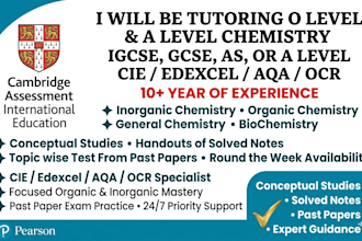 be tutoring chemistry for igcse, cbse, edexcel gcse, o level, as or a level