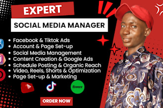 be social media manager on ig ads facebook marketing tiktok post tiktok shop