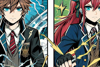 draw and color comic book, page, cover, marvel dc and anime
