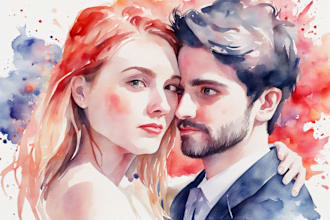 create amazing watercolor couple portraits