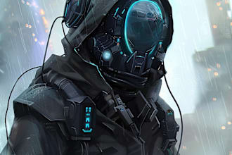 make a sci fi art and sci fi character illustration