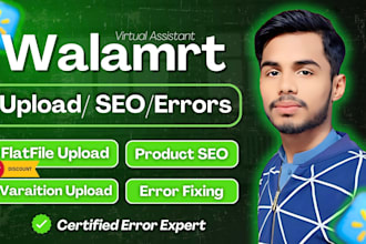 expert walmart VA for listing optimization, upload wfs listing, PPC and SEO