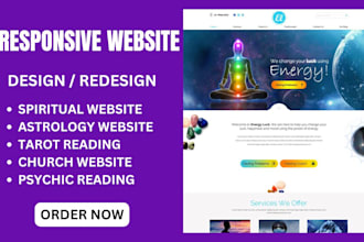design responsive spiritual website, tarot reading, astrology and church website