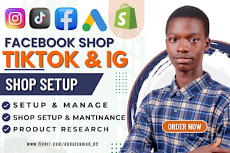 set up tiktok shop, facebook shop, instagram shop or tiktok shop manager
