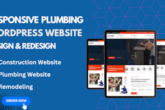 design a professional construction, plumbing wordpress website