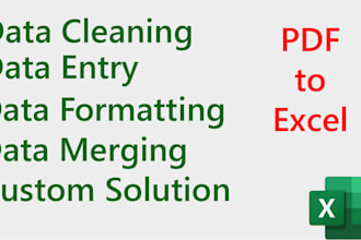 clean, format, merge, split excel data, pdf to excel