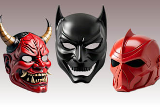 3d mask, 3d helmet, printable mask, halloween mask, cosplay for 3d printing
