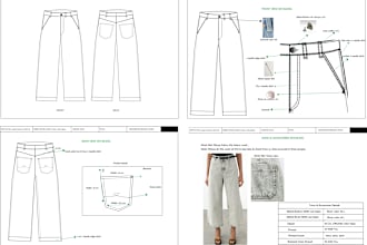 create fashion flats, technical drawing, cad, tech pack