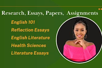 do health science, english literature, literary analysis of articles, assignment