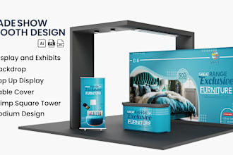 design backdrop table cover and roll up or retractable banner for exhibition