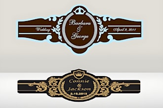 do unique cigar band, label, cigar box logo or graphics design