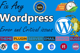 troubleshoot or fix wordpress bug, fix wordpress error