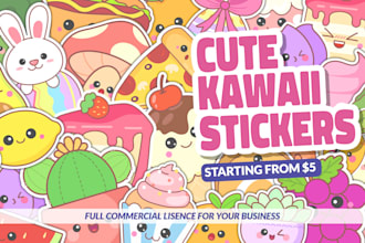 create cute kawaii stickers character for you
