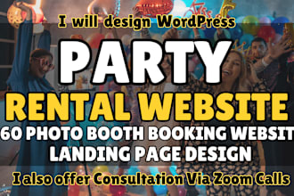 wordpress party rental website 360 photo booth booking website landing page