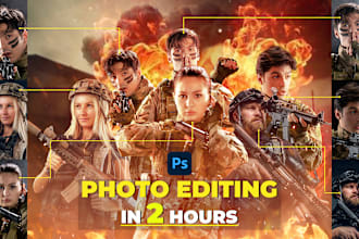 any photoshop work, photo editing, resizing, face swap with object remove in 2h
