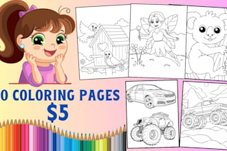 draw coloring book pages for adults and childrens