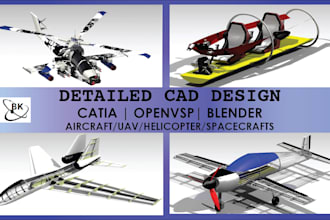 do 3d cad modelling of aircraft uavs helicopter rockets