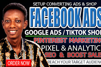 audit social media page, squarespace, fb google ads seo or shopify cro marketing