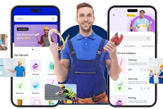 develop handyman app, home cleaning app, plumbing app, laundry app, home service