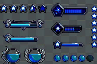 pixel art ui pixel hud game art, game ui, game graphics, gui, fnf icon props