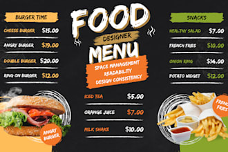 design a restaurant menu, food menu, and digital menu for your restaurant