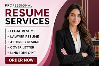 create a professional lawyer or attorney resume, cover letter and linkedin ats