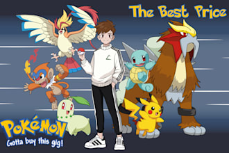 draw you as a trainer with pokemon including background
