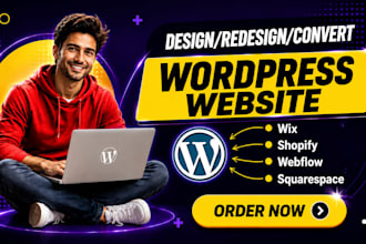 build, redesign, clone or convert webflow, squarespace, wix to wordpress website