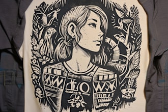make a linocut t shirt design for brands