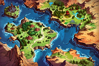 make fantasy map illustration for dnd, novels and games
