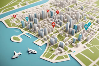 do vector map design to show real estate locational advantage