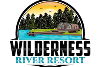 design unique river resort logo