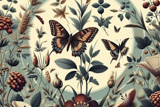 create a beautiful vintage botanical illustration poster