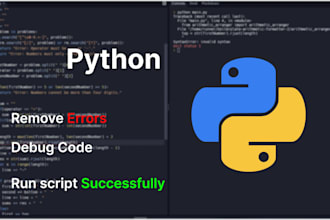 debug, fix python code, remove python errors and optimize code