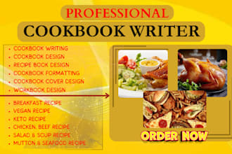 be your cookbook writer dietician nutritional coach for workout plan diet plan