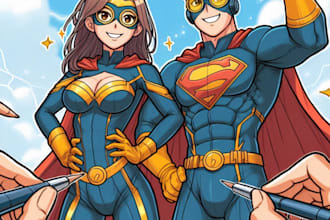 draw amazing couple superhero character