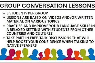 host group english conversation lessons at a discounted, budget friendly rate