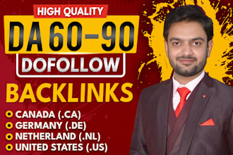 build da 50 to 90 canada ca, german de, netherlands nl SEO dofollow backlinks