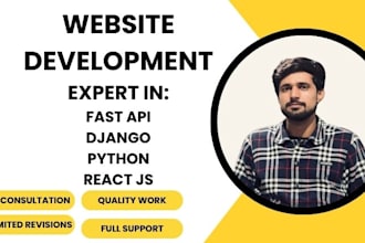 offer development of api using fast and rest api react js python django